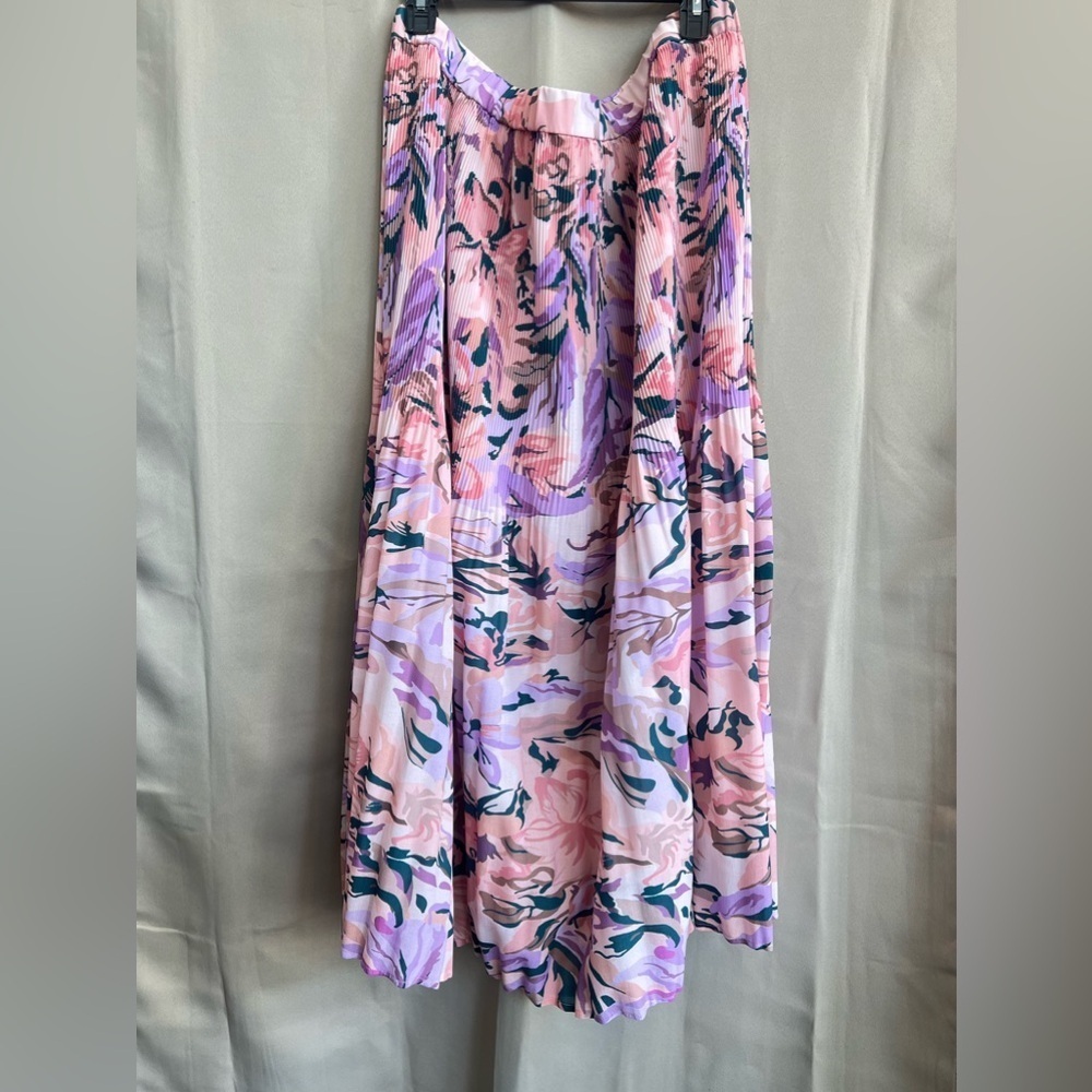 Misook Rose Petal Floral Pleated Maxi Skirt XL NWT $300